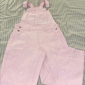 Pink Striped Women's Overalls